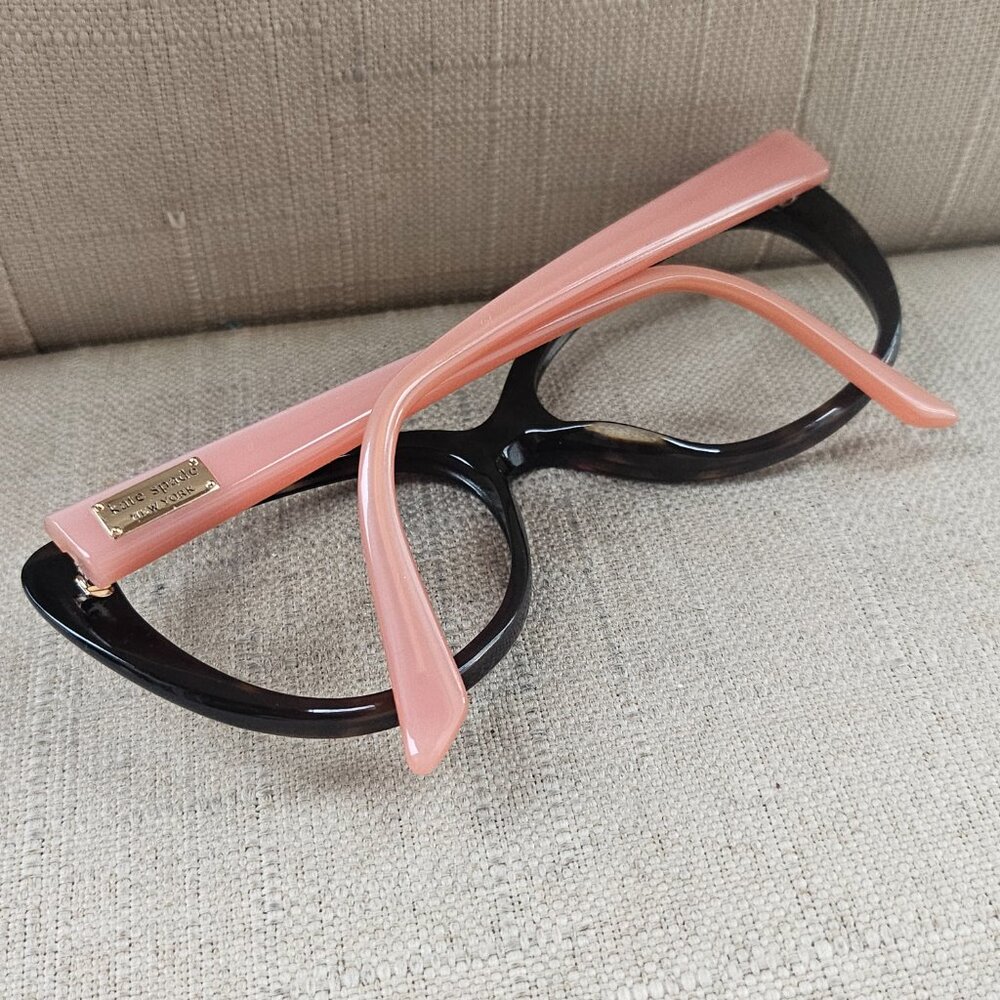 Kate Spade Women Eyeglasses Angelique Dark Havana/Pink Cat Eye Frame only - Picture 8 of 16